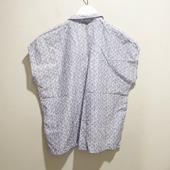 CAROLL PARIS Women’s Blue White Geometric Print Button Up Cotton Top Size XS - Picture 3 of 5
